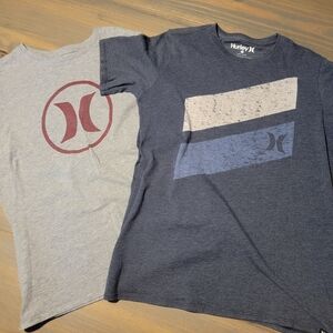 Hurley Heather Gray and Navy Graphic Tees